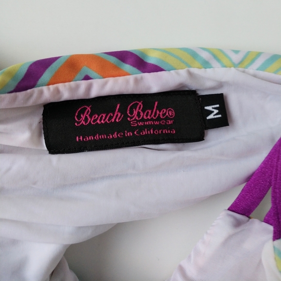 Beach Babe Chevron Cheeky Bikini Bottoms Swimsuit - Picture 3 of 3